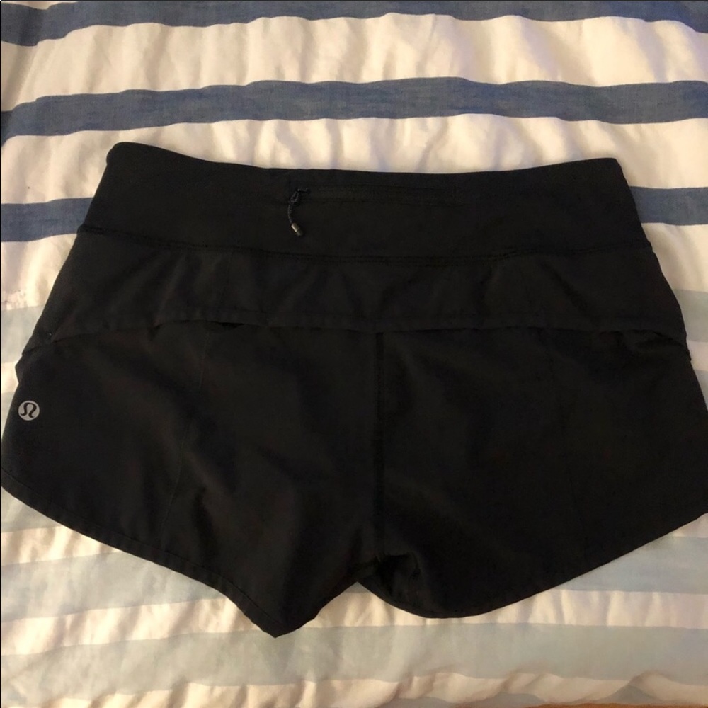 Lululemon barely worn speed shorts black & neon 6 - Picture 2 of 8